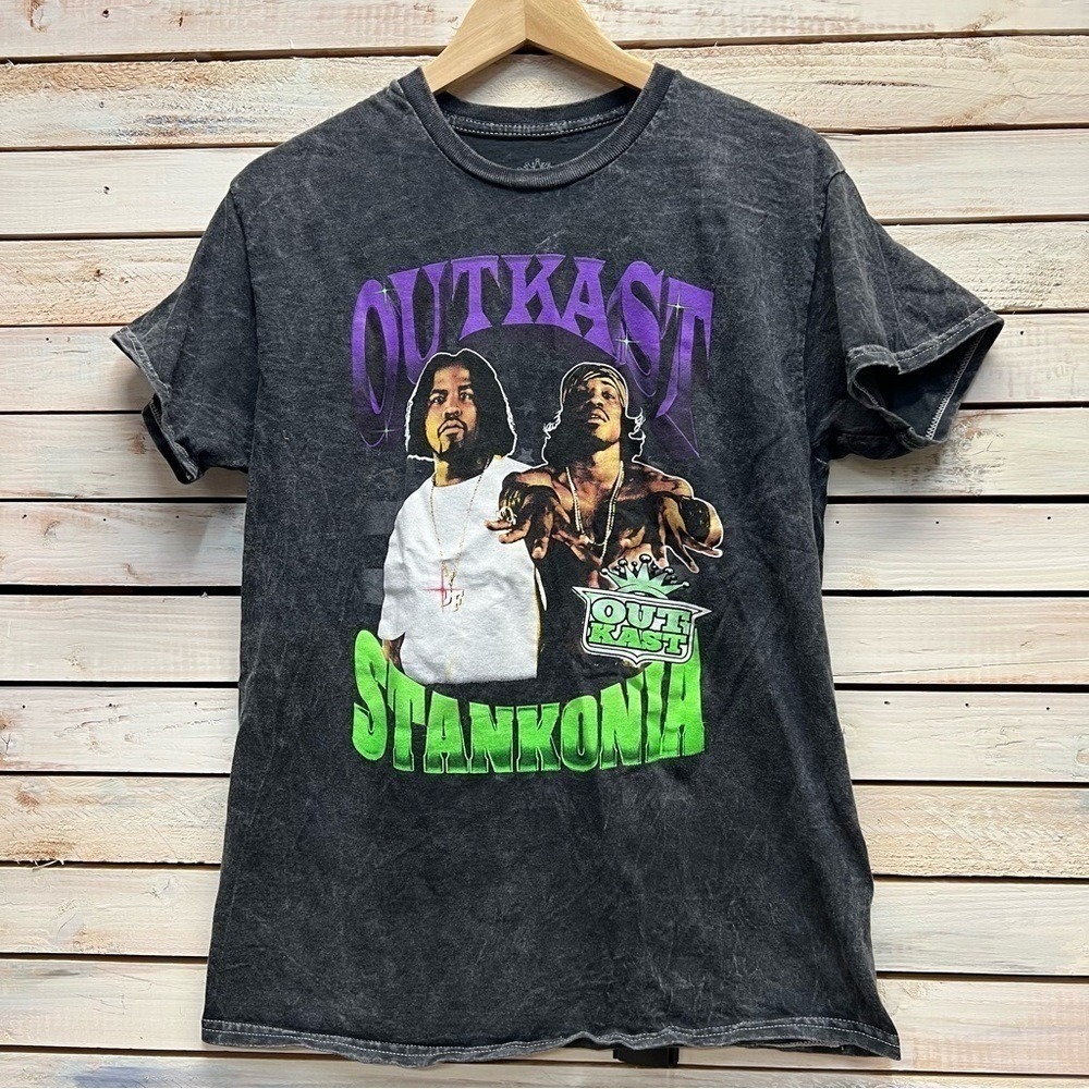 Outkast Black Cotton T-Shirt Stankonia Graphic Acid Wash Hip Hop Rap Tee Size M